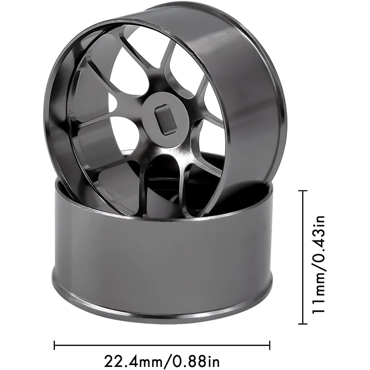 Abendor 4pcs Metal 1/24 1/28 RC Car Drift Wheels [2N+2W] 22mm 1/28 RC Car Drift Hub BBS Mini-Q HGD1 Mini-D DRZ Wltoys K969 K989 RC Car Upgrade Parts (Titanium, 4.5 Degree)
