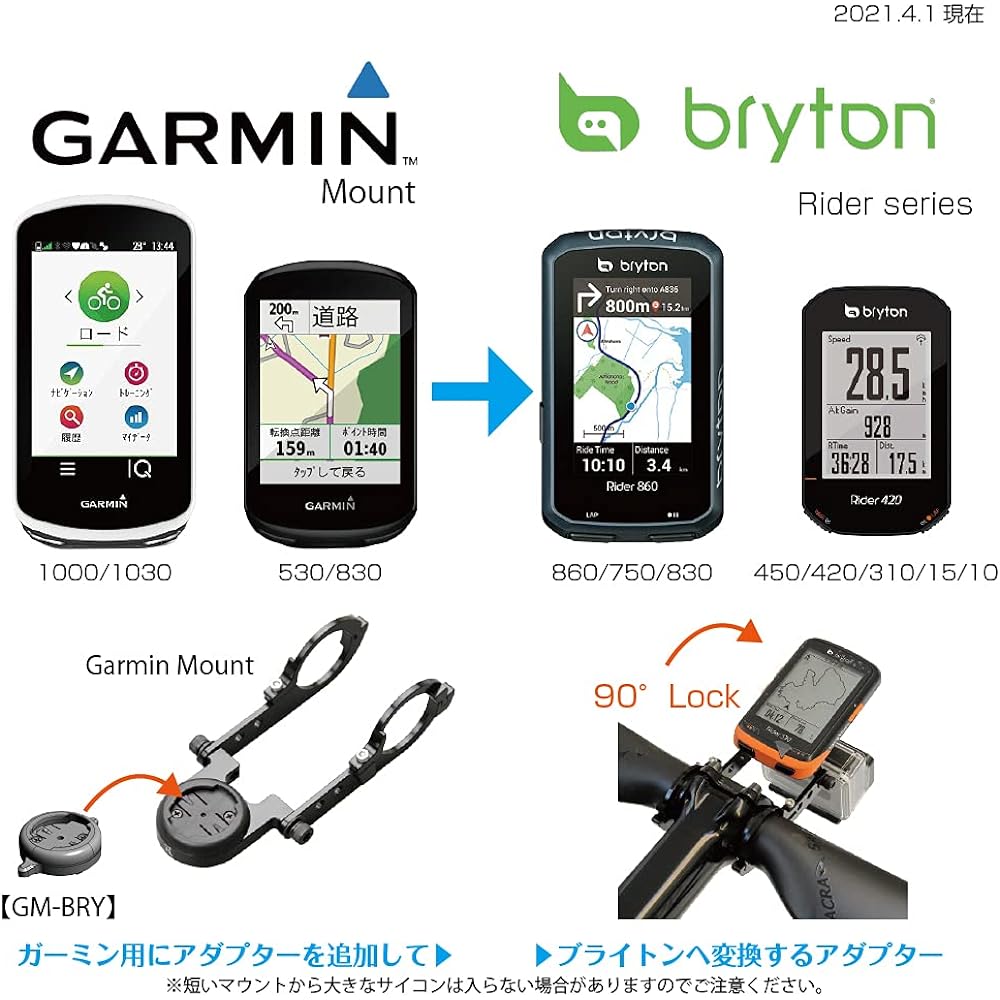 REC-MOUNTS Cycle computer adapter for Bryton Rider series (Garmin mount → bryton) [GM-BRY] Conversion to Rider series