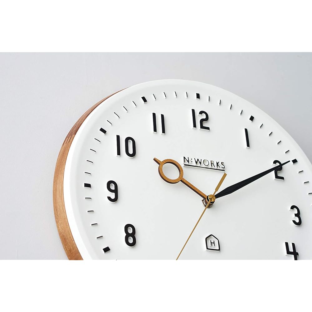 Interform Wall Clock Kempi CL-3931 White Black Wood Sweep Movement