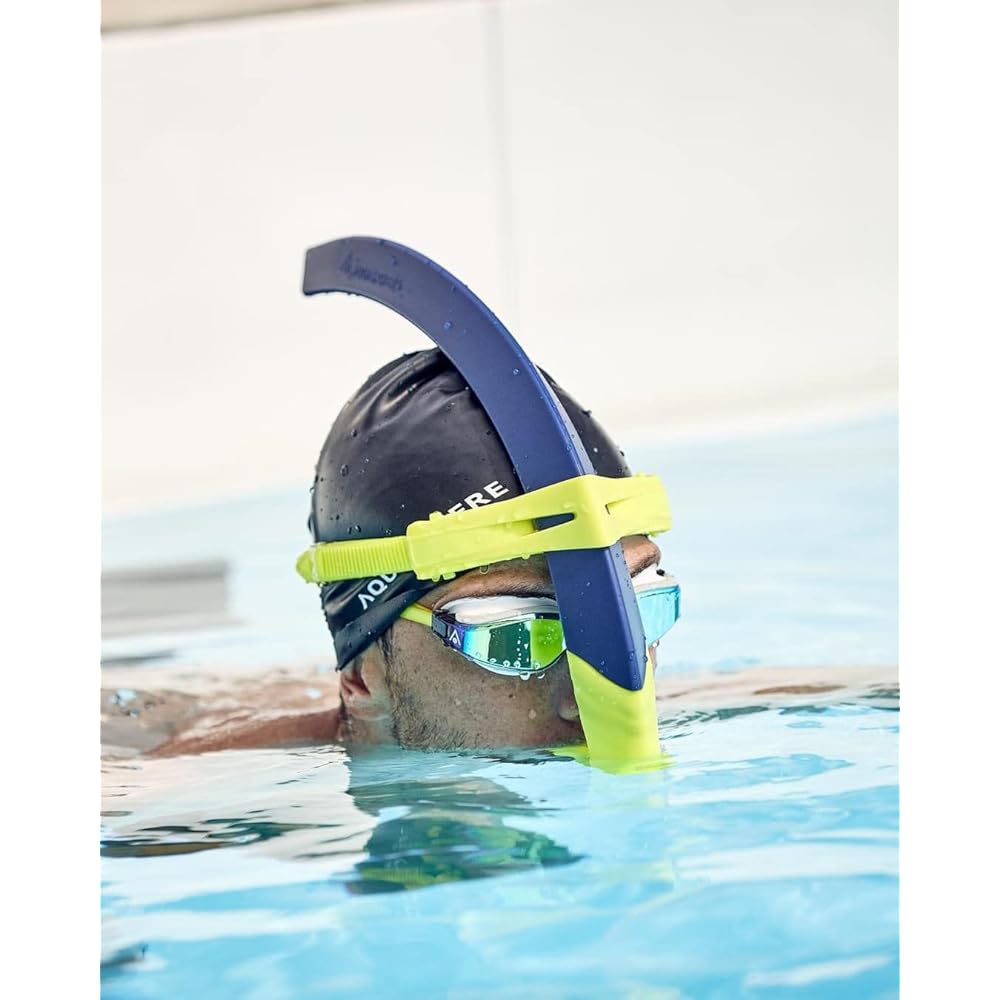 AQUASPHERE FOCUS SNORKEL NAVY/BRIGHT YELLOW Focus Swim Snorkel Small Fit Navy/Bright Yellow 173013