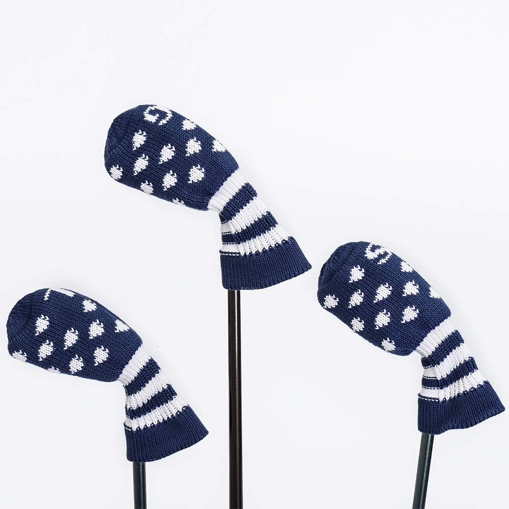 Sunbro Golf Knit Head Cover Iron Cover Golf Wedge Cover Head Cover Golf 11 Pieces/7 Pieces Navy (Iron Cover 11pcs)