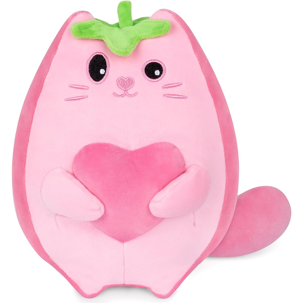 Leokawin Cute Stuffed Animal Strawberry Cat Plush Pillow 8" Kawaii Strawberry Cat Stuffed Animal Soft Pink Cat Plush Toy Pink Cat Stuffed Animal Pink Cat Plush Toy Gift for Kids/Christmas/Birthday