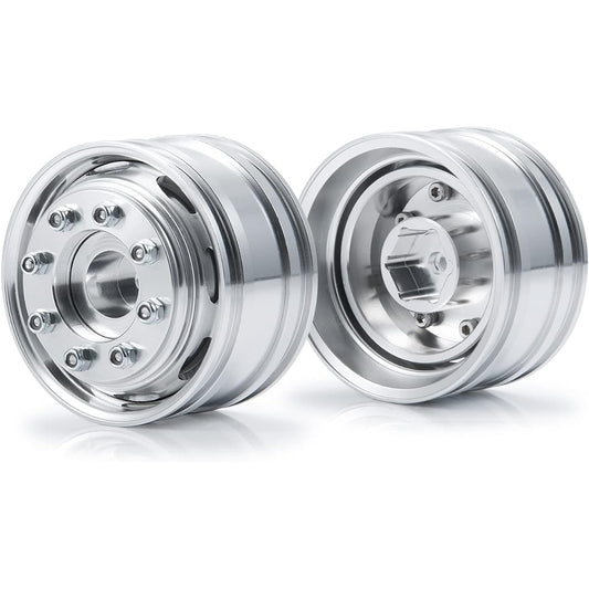 2pcs Metal Alloy Front Wheel Rim Hub for 1/14 Tamiya Trailer Tractor Truck RC Car Upgrade Parts