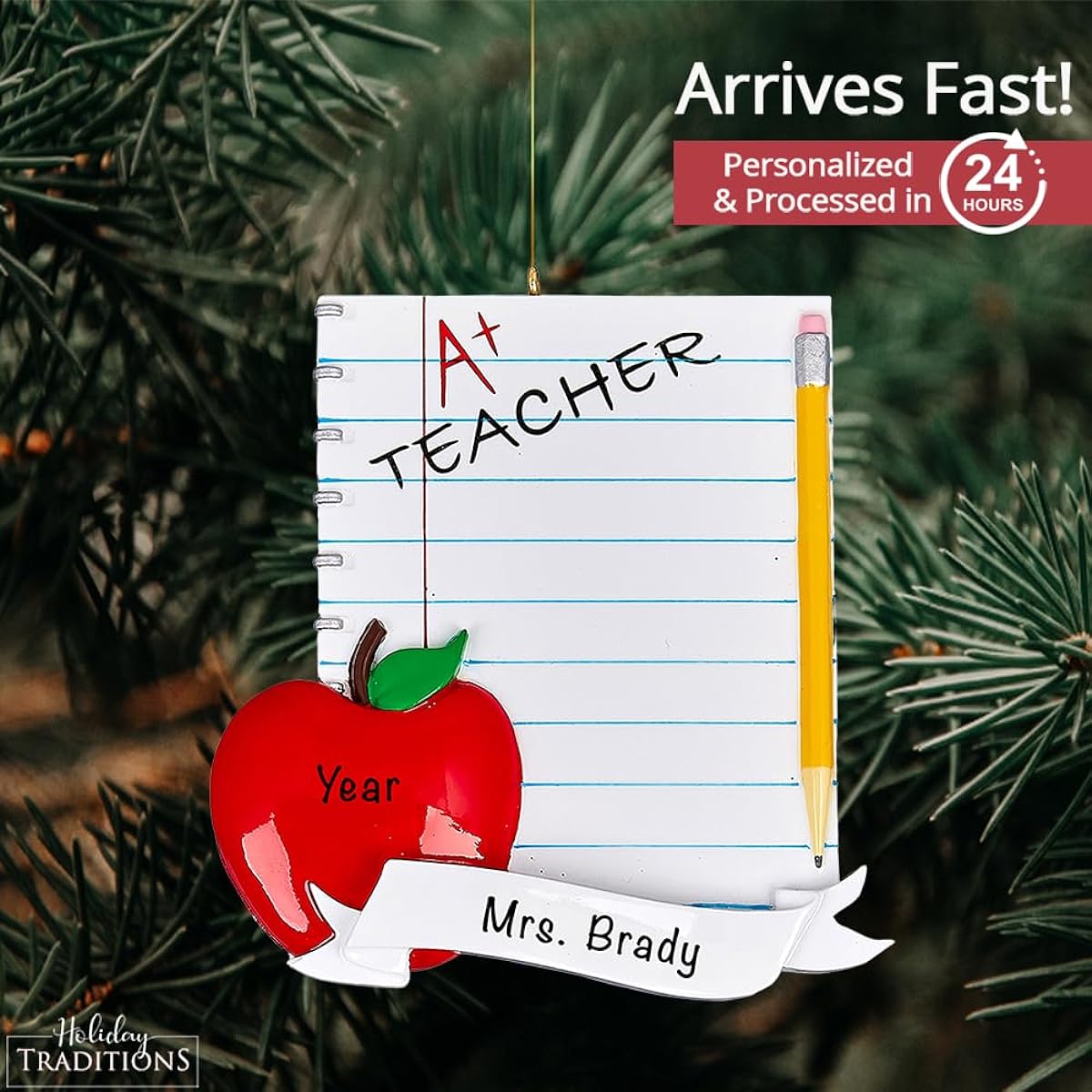 Teacher Ornaments 2021 - Custom School Teacher Ornaments for Christmas Tree Cute Polyresin Teacher Appreciation Christmas Decorations - Perfect for Students to Daycare Teachers