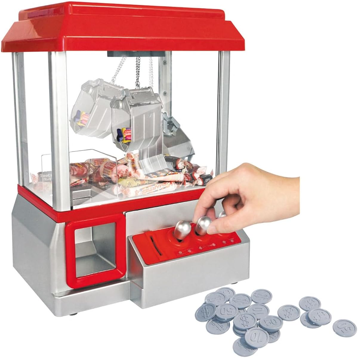 PowerTRC Mini Arcade Claw Machine Toy | Carnival Game Claw Electronic Claw Machine with Lights Sounds and Volume Control | Exciting Toy Grabber Mini Game for Kids and Adults