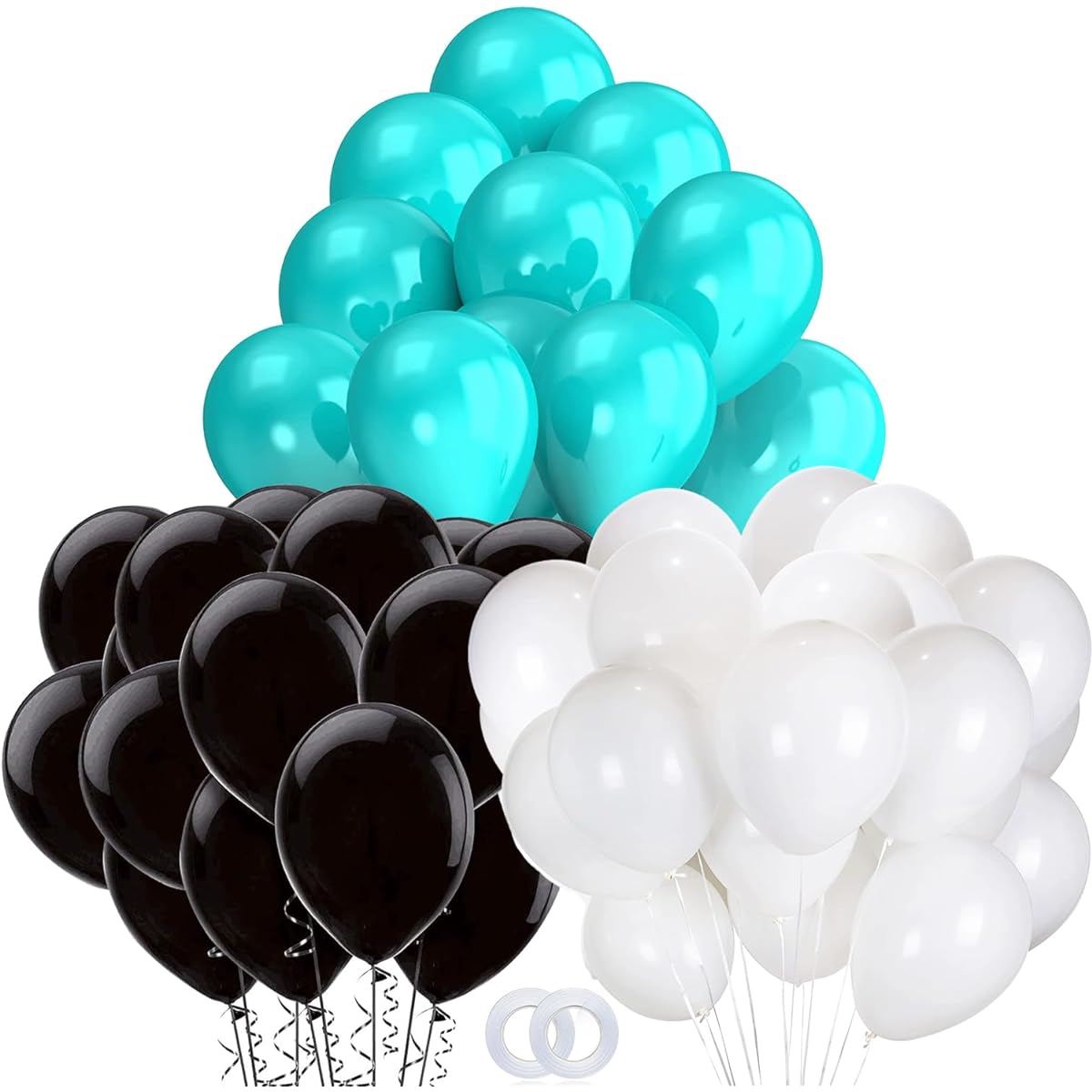 Turquoise Black White Graduation Decorations 2022/Turquoise Black Birthday Decorations for Women Teal White Black Balloons 30 Pieces Teal White Black Bridal Shower Decorations/Wedding/Breakfast Blue White Birthday