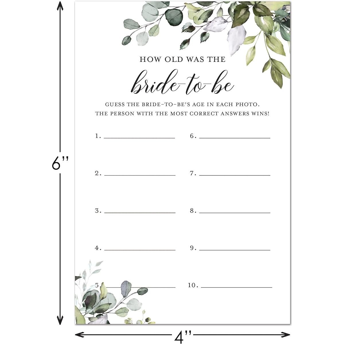 How Old Was The Bride to be Game - 24 Cards (Green)