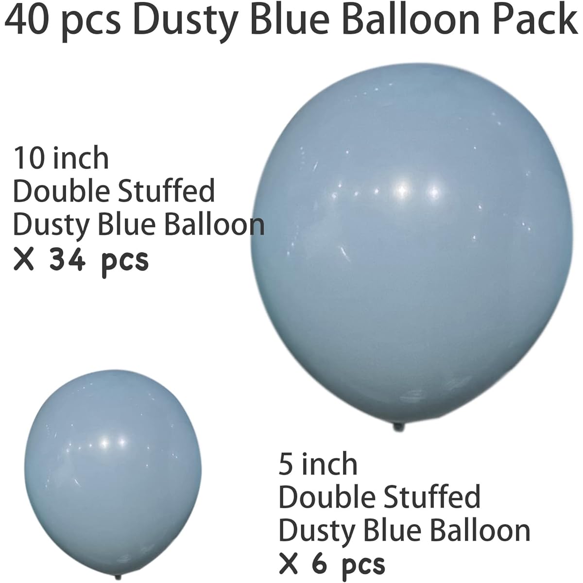 40pcs DIY Balloon Garland Kit Double Stuffed Balloons 5" 10" Dusty Blue Balloon Arch Kit Bridal Shower Wedding Birthday Decorations Boy Baby Shower Balloon Decorations (Dusty Blue)