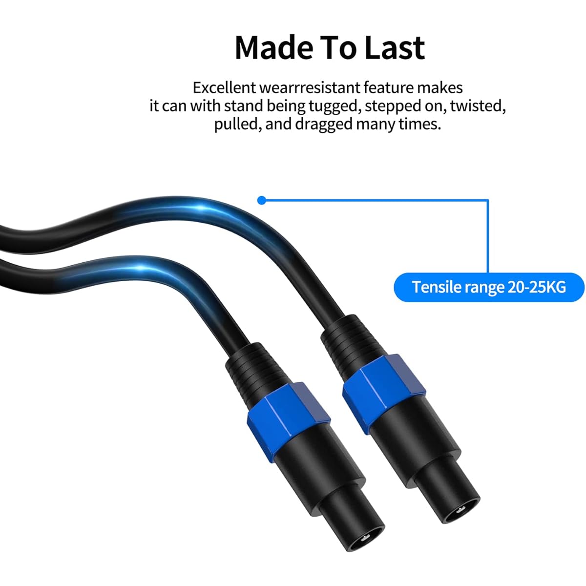 Wdpqyy 2 Pack 100ft Audio Speakon to Speakon Cable Professional 12AWG Gauge Wire Audio Speaker Cable with Twist Lock