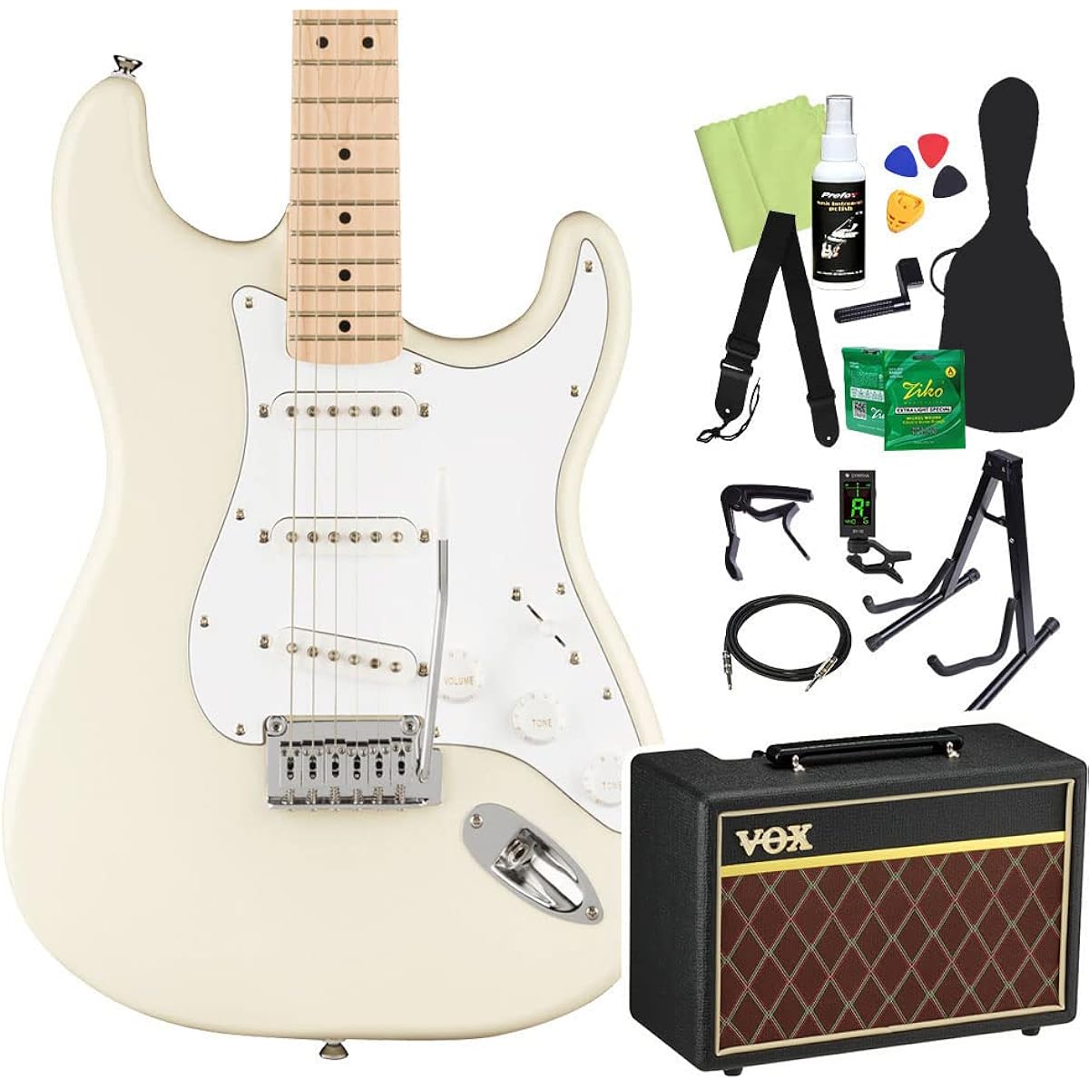 Squier by Fender Affinity Series Stratocaster Electric Guitar Beginner 14-piece Set [With VOX Amplifier] OLW Stratocaster Squier/Squier