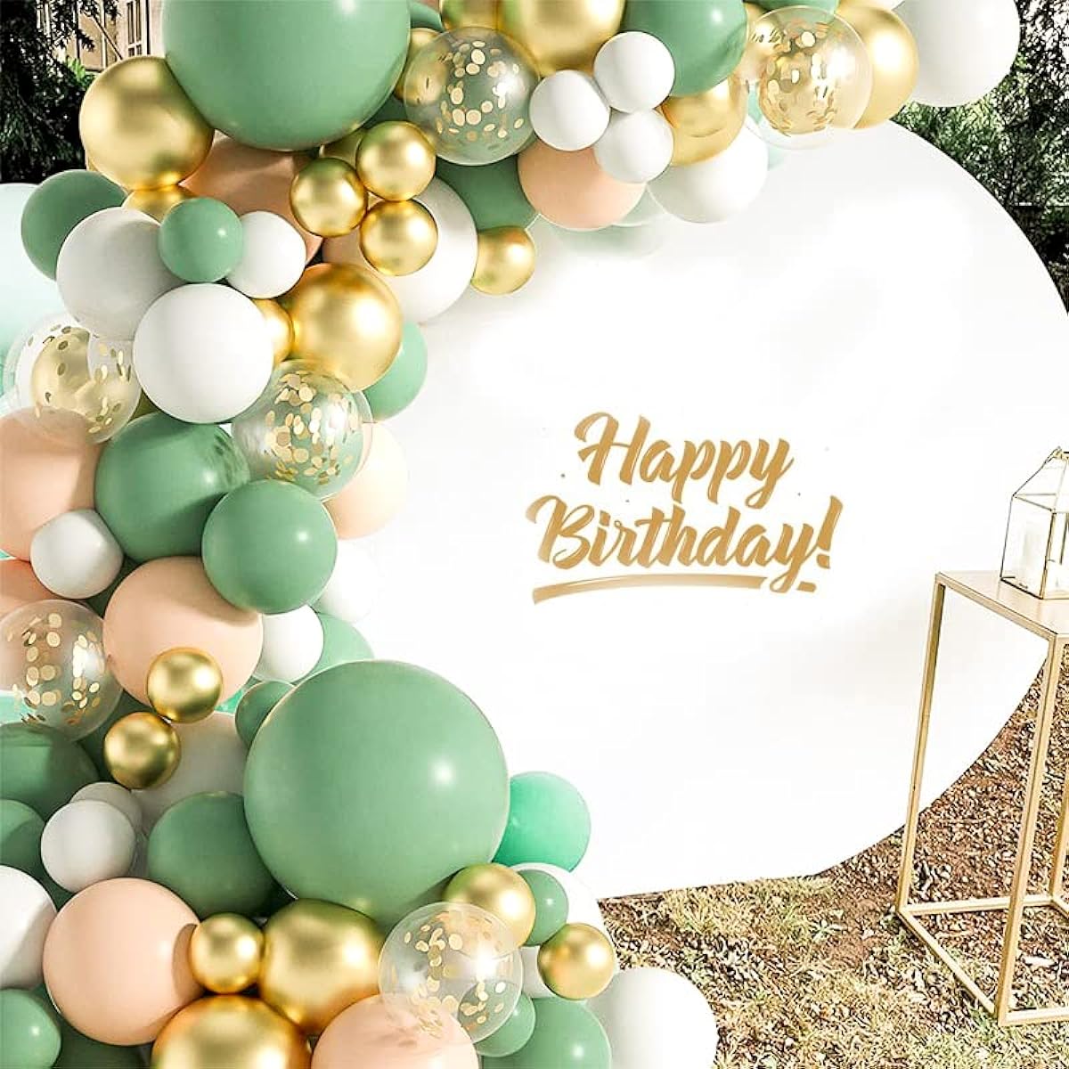 Great set of mixed avocado green white metallic balloons, 116 balloons to shape any way you want, no metal support, balloons for wedding, baby shower, birthday party or date fairy.