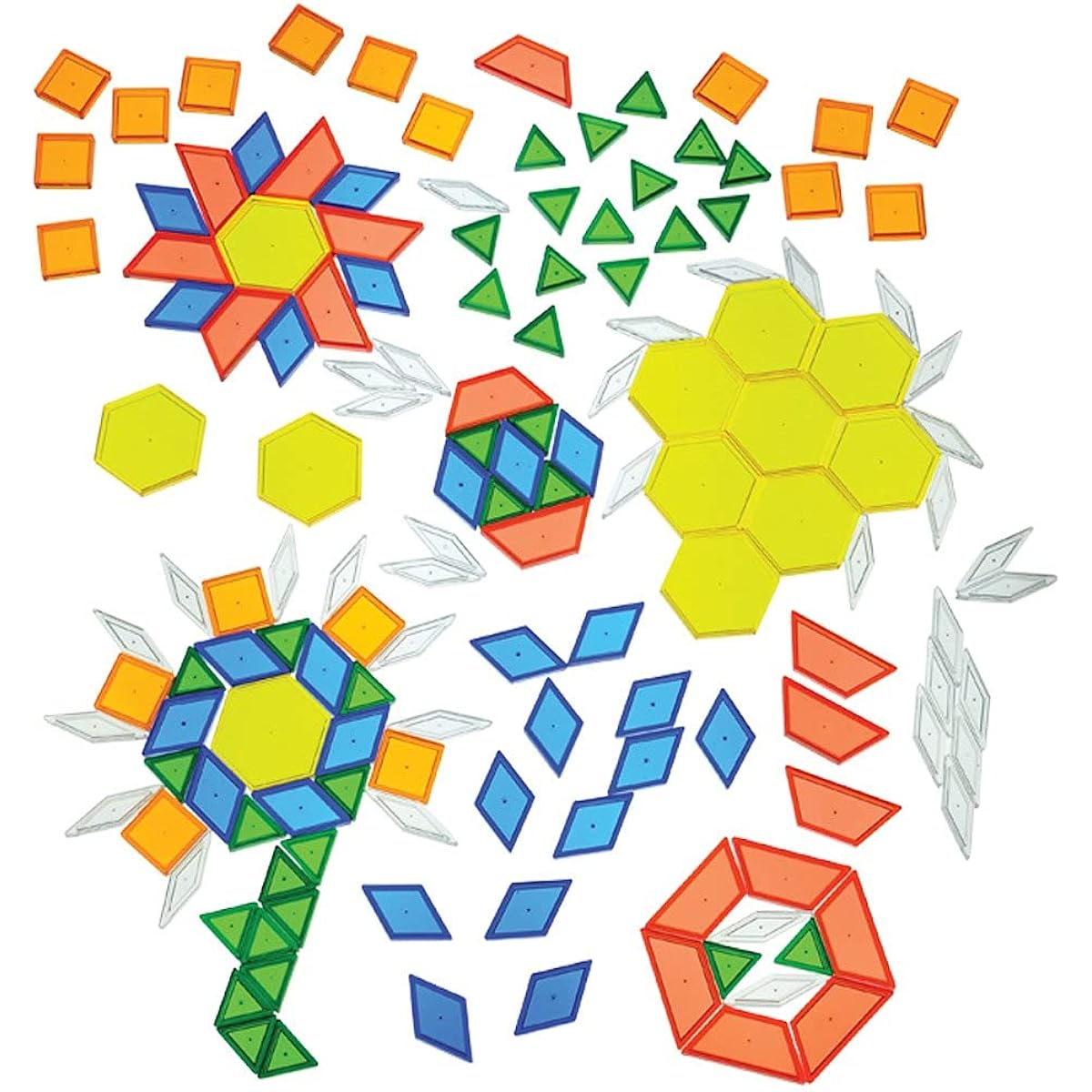 Constructive Playthings EDX-147 CP Toys Translucent Pattern Blocks/ 147 Piece Set