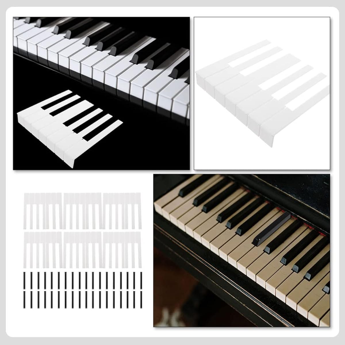 ARTIBETTER Piano Key Top Piano Key Replacement Complete Set Black and White Piano Keys 88 Pieces