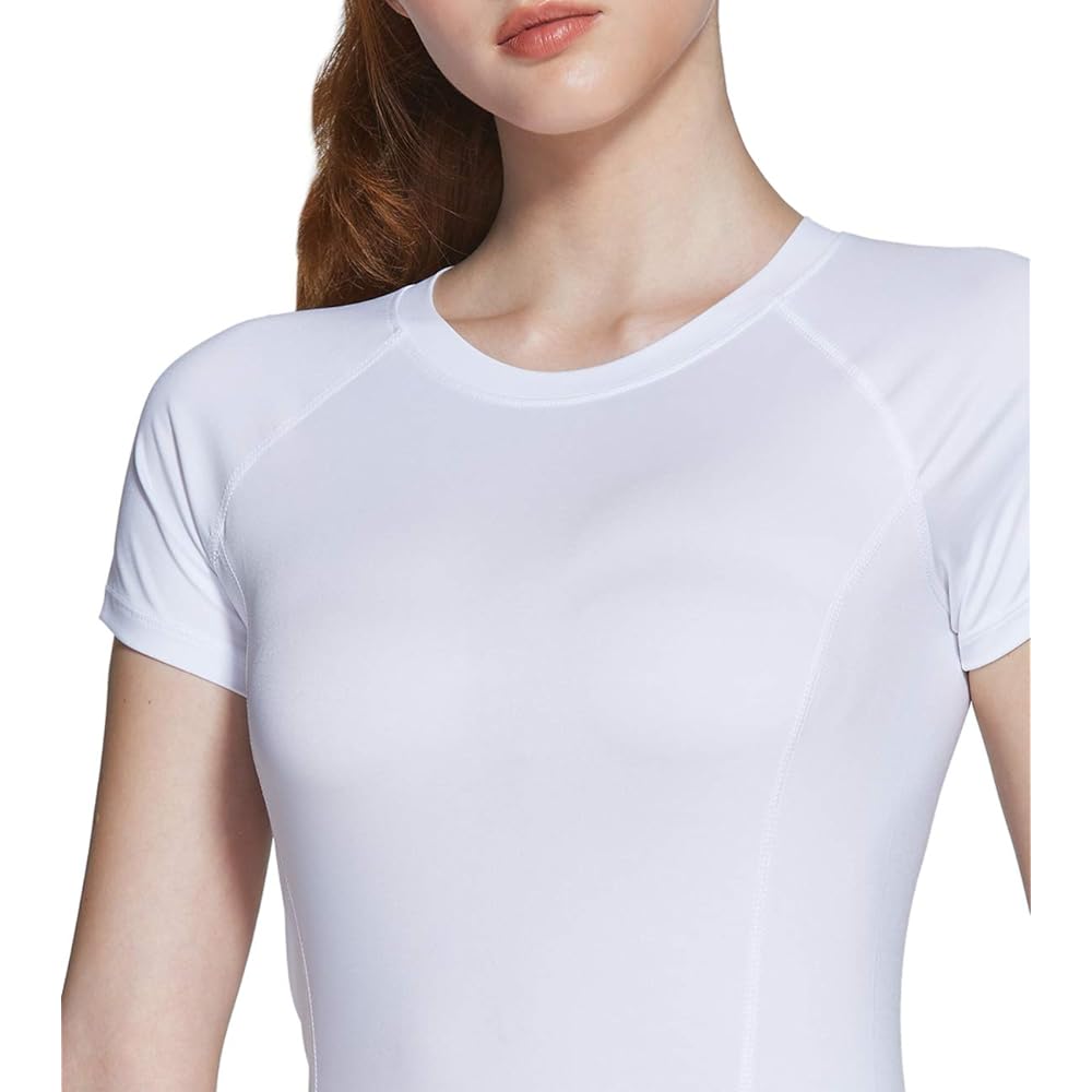 [ATHLIO] Sports Inner Shirt, Women's, Short Sleeve [Sweat Absorbent, Quick Drying, UV Protection] Compression Wear, Running Wear, Training Wear, Yoga Wear