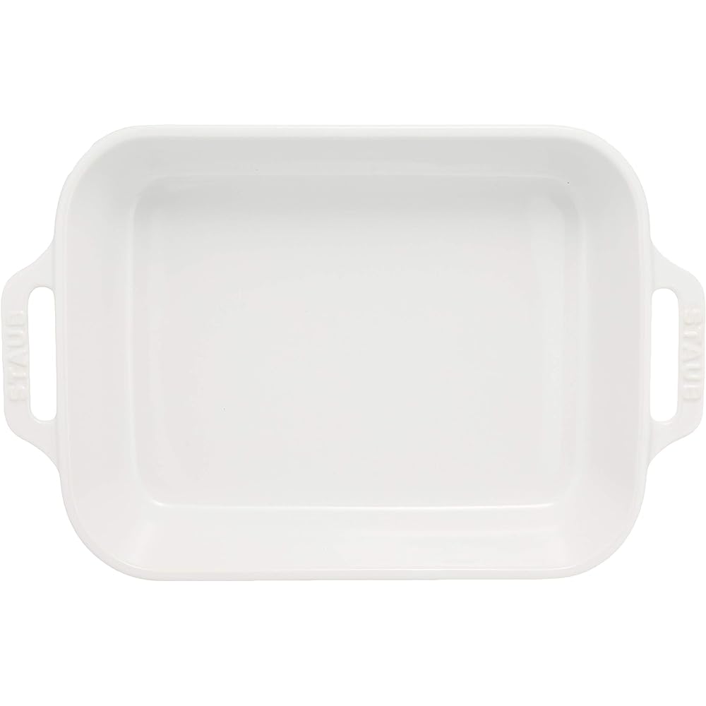 staub "Rectangular Dish White 27 x 20cm" Ceramic Gratin Dish Oven Microwave Safe [Authorized Japanese Product] Dish 40508-593