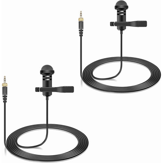 2-Pack Lavalier Lapel Microphone Compatible with Sennheiser Wireless System Bodypack Transmitter, Omnidirectional Condenser M