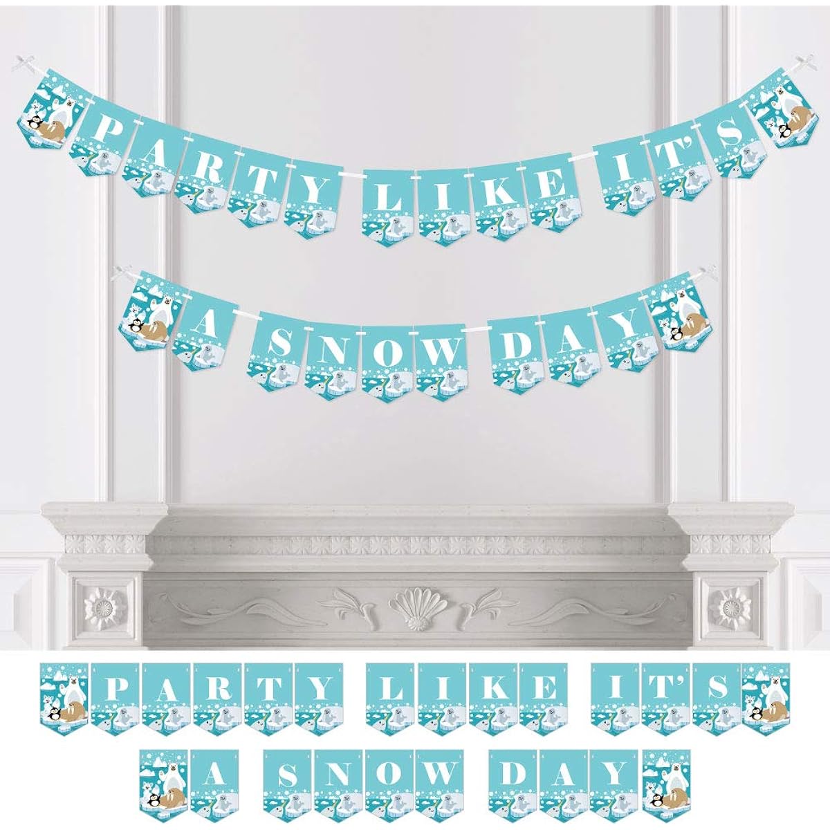 Big Dot of Happiness Arctic Polar Animals - Winter Baby Shower or Birthday Party Bunting Banner - Party Decorations - Snowy Day Party