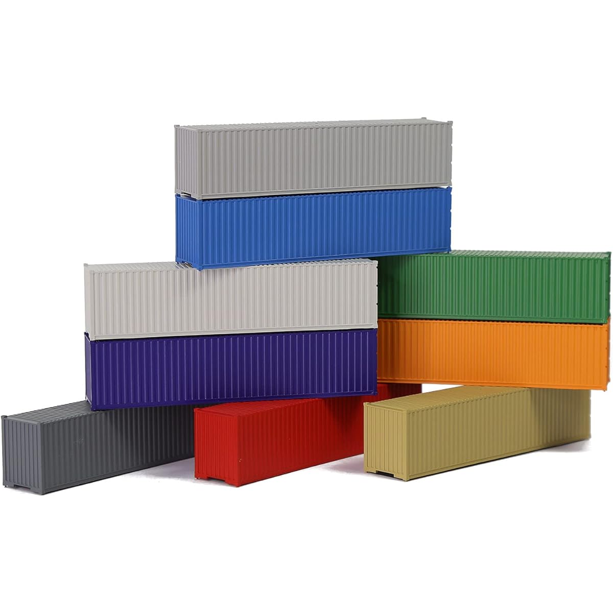 C15008 9pcs Model Train N Scale 1:160 Blank Shipping Container 40ft Cargo Box 40ft Freight Car (40ft)