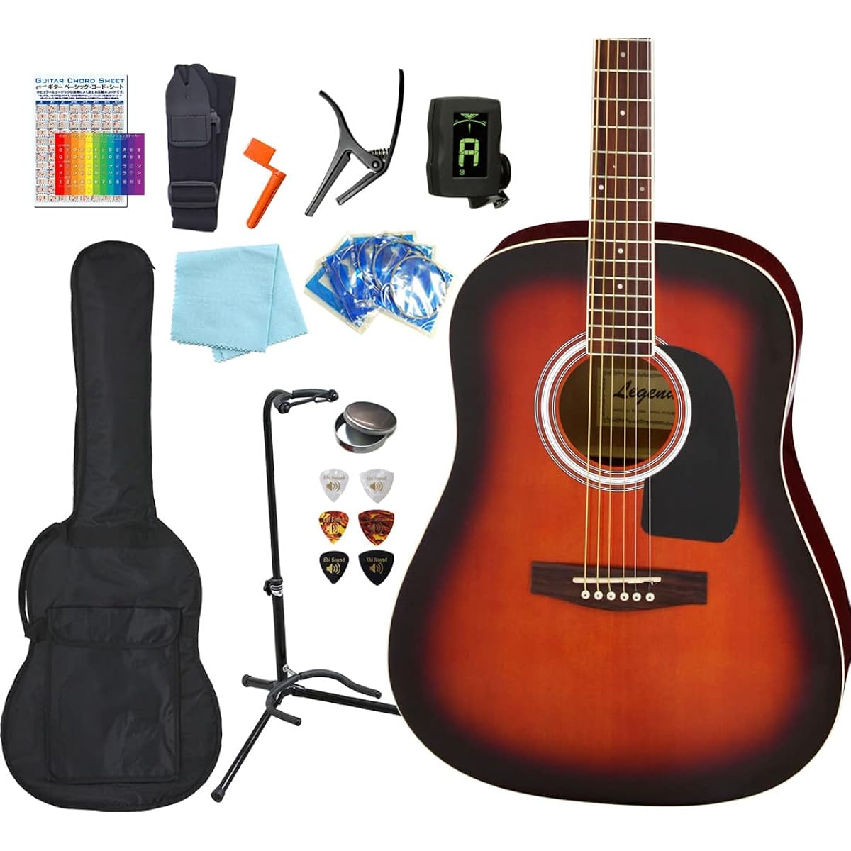 Acoustic guitar Western type Legend WG-15 Acoustic guitar Beginner 13-piece set BS [98765]