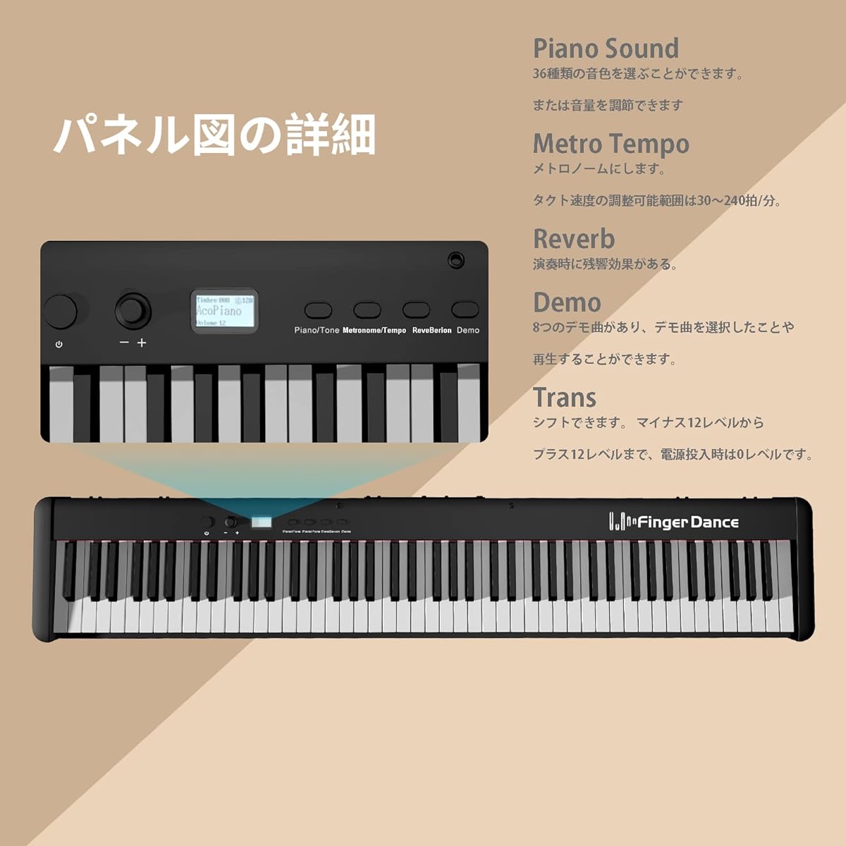 Electronic Piano Hammer Action 88 Keys for Beginners Semi Weighted with Pedal Dustproof Portable Electronic Piano Keyboard 88 Keys Wireless MIDI Compatible Adults
