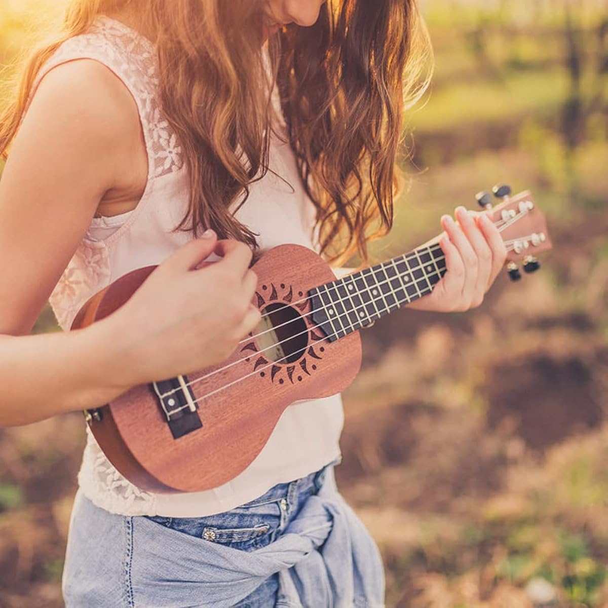 Ukulele for Beginners 21 Inch Sapele Ukulele 4 String Hawaii Guitar Musical Instrument Kids Guitar Ukulele Kids Beginner (Silde)