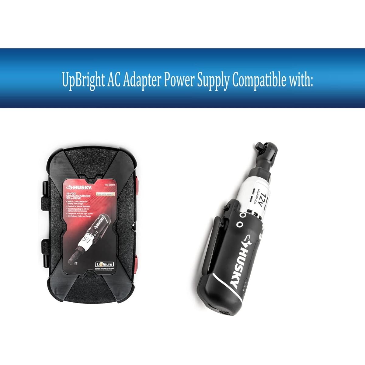 UpBright 12V AC DC Adapter Husky H38CPRAT 1003 520 917 1003520917 Internal 12 Volt Li-ion 3/8" Cordless Drive Ratchet Model 7106 Power Cord Cable Charger Main PSU