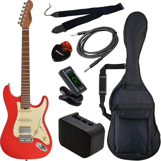 SELDER Electric Guitar Stratocaster Type ST-33RM/CR Cardinal Red Beginner Basic Set