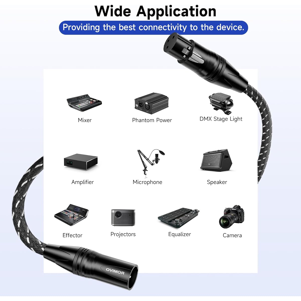 ROMIVO XLR Microphone Cable 3ft 1 Pack (10ft (2 Pack)