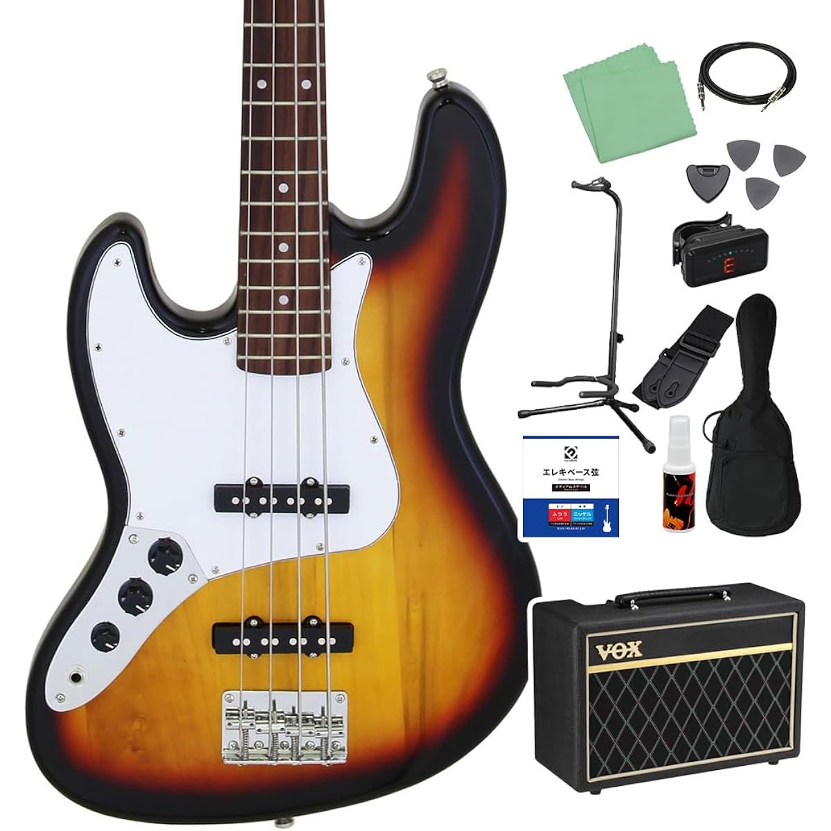 LEGEND LJB-Z L/H 3 Tone Sunburst Bass Beginner 12-piece Set [With VOX Amplifier] Jazz Bass Type Left Handed Legend