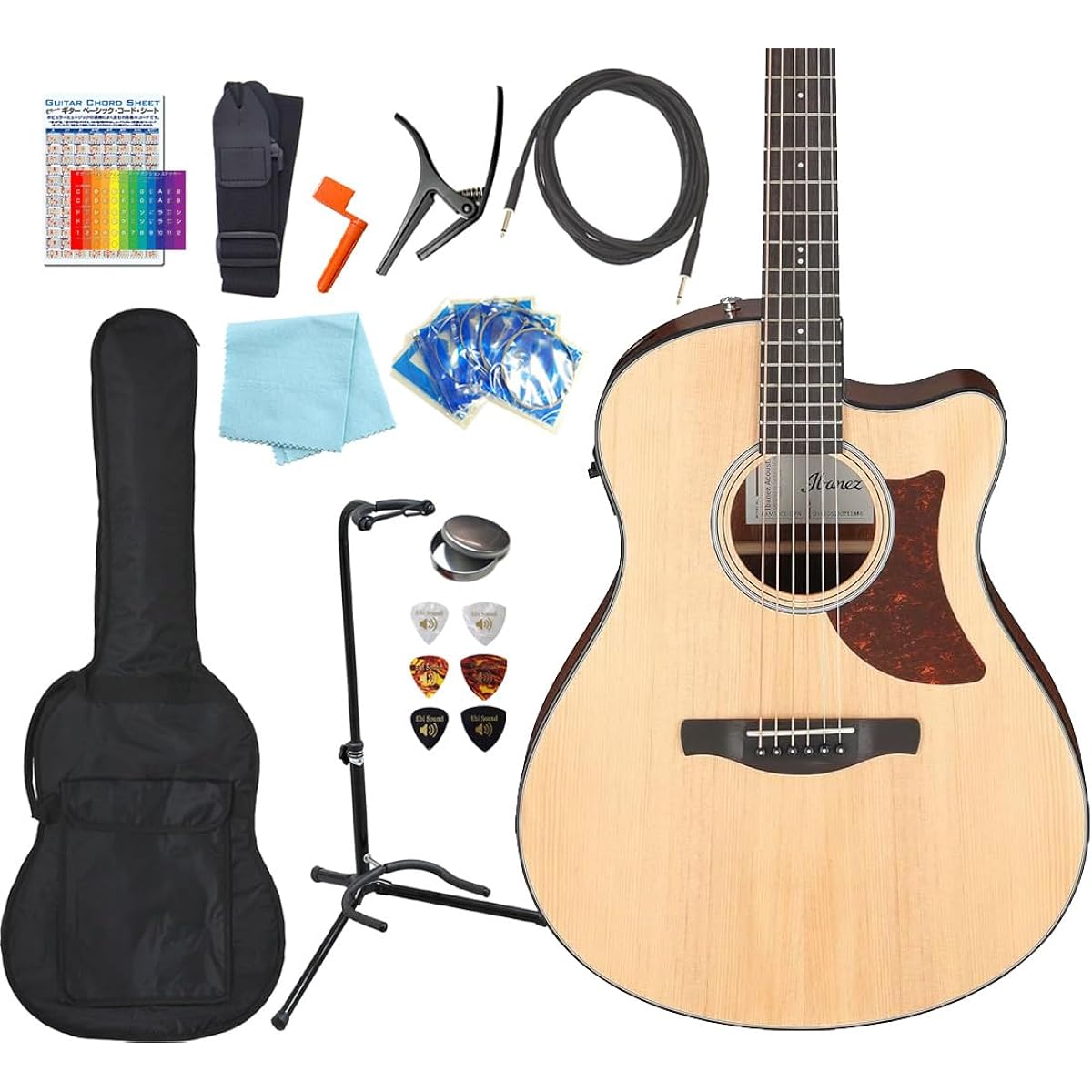 Ibanez AAM50CE OPN Acoustic-Electric Guitar for Beginners 13-Piece Set Acoustic Guitar [98765]