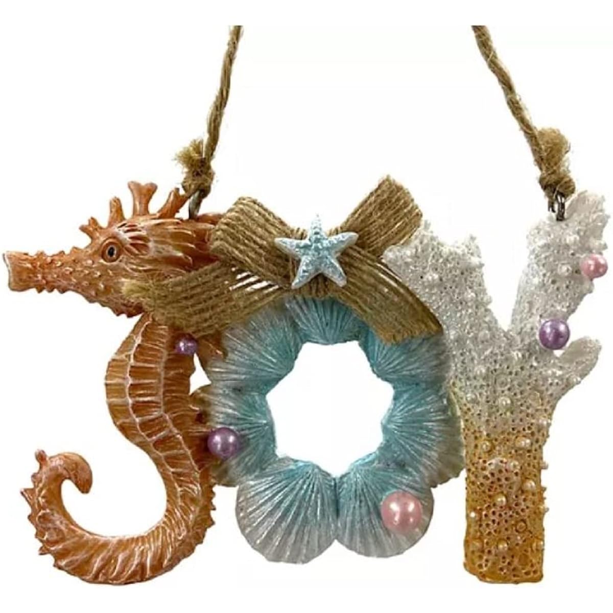 Seashell Joy Sign for Coastal Seaside Christmas Tree Fun Beach Themed Ornament (Seashell Sign)