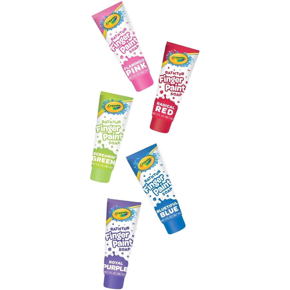Crayola Bathtub Fingerpaint 2018 5 Color Variety Pack, 3 Ounce Tubes (Radical Red, Screaming Green, Flamingo Pink, Bluetiful Blue and Royal Purple) 141［並行輸入］