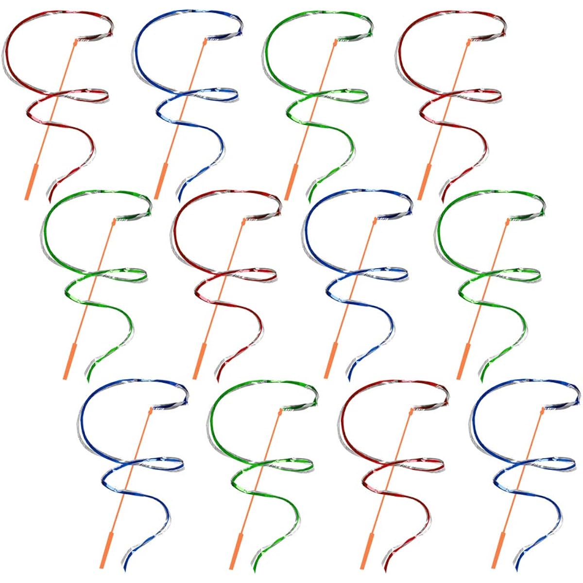 ArtCreativity Rainbow Dance Ribbon Streamers for Kids - Set of 12 - Twirl Ribbons for Dancing, Marching Band, Exercise, Pretend Play, Gymnastics Party Favors, Dance Party Decorations