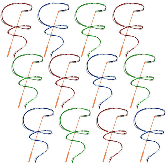 ArtCreativity Rainbow Dance Ribbon Streamers for Kids - Set of 12 - Twirl Ribbons for Dancing, Marching Band, Exercise, Pretend Play, Gymnastics Party Favors, Dance Party Decorations