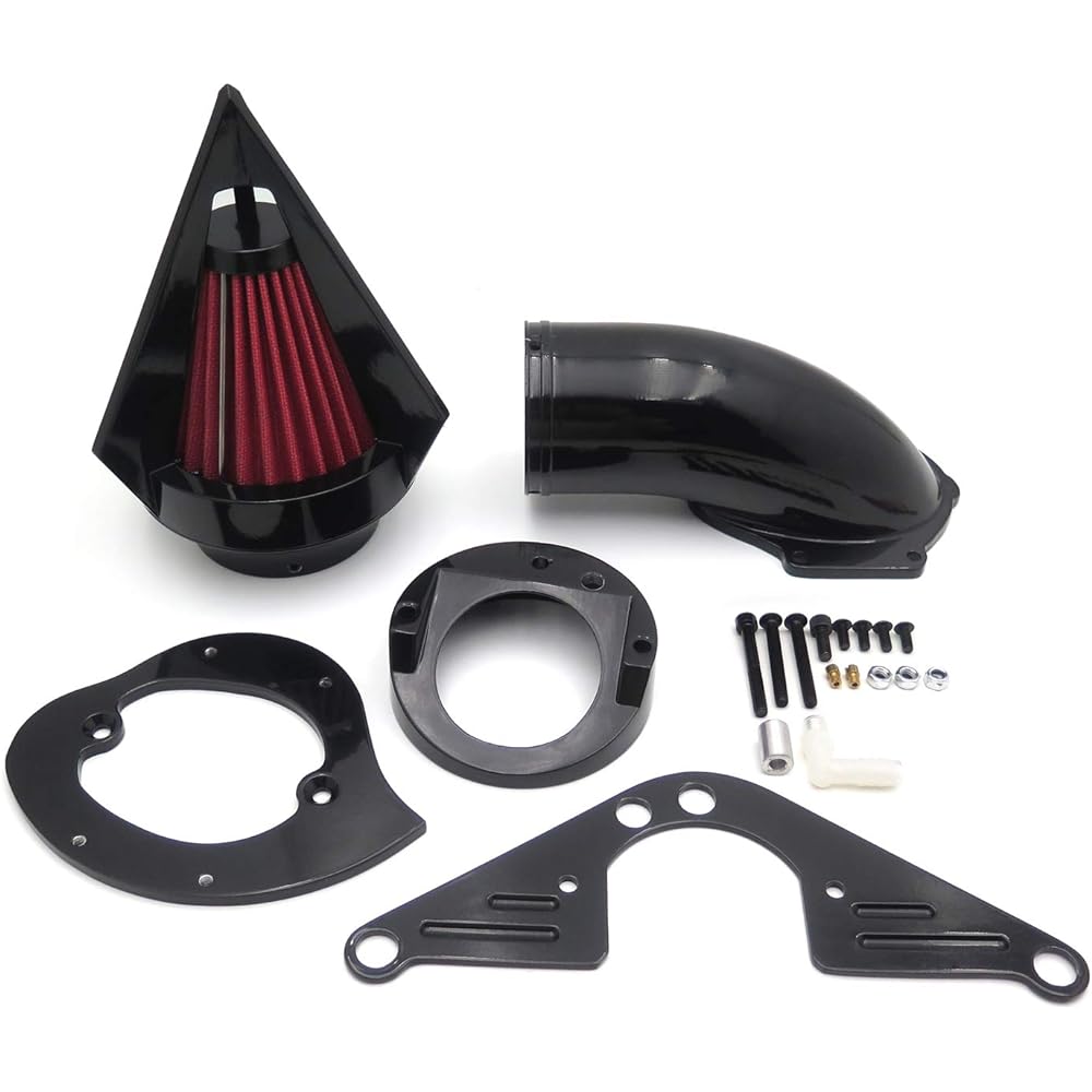 HTTMT- Glossy Black Diamond Air Cleaner Intake Kit Compatible with Yamaha Road Star 1600 1700 99-12 [P/N: MT225C-008]