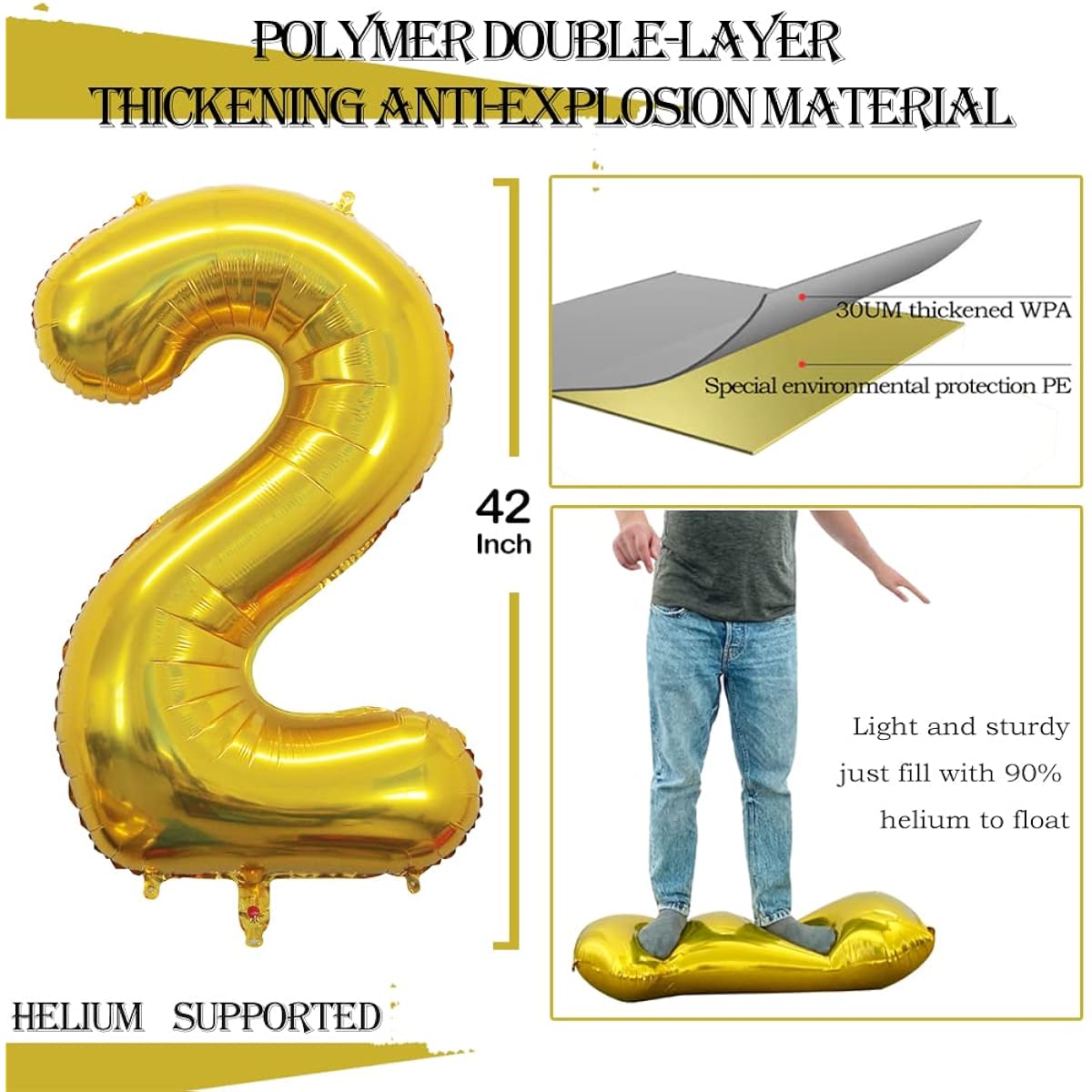 Goer 32 Inch Gold Number Balloon Kit for 20 21 70th 71st Birthday Party, Air Filled Only
