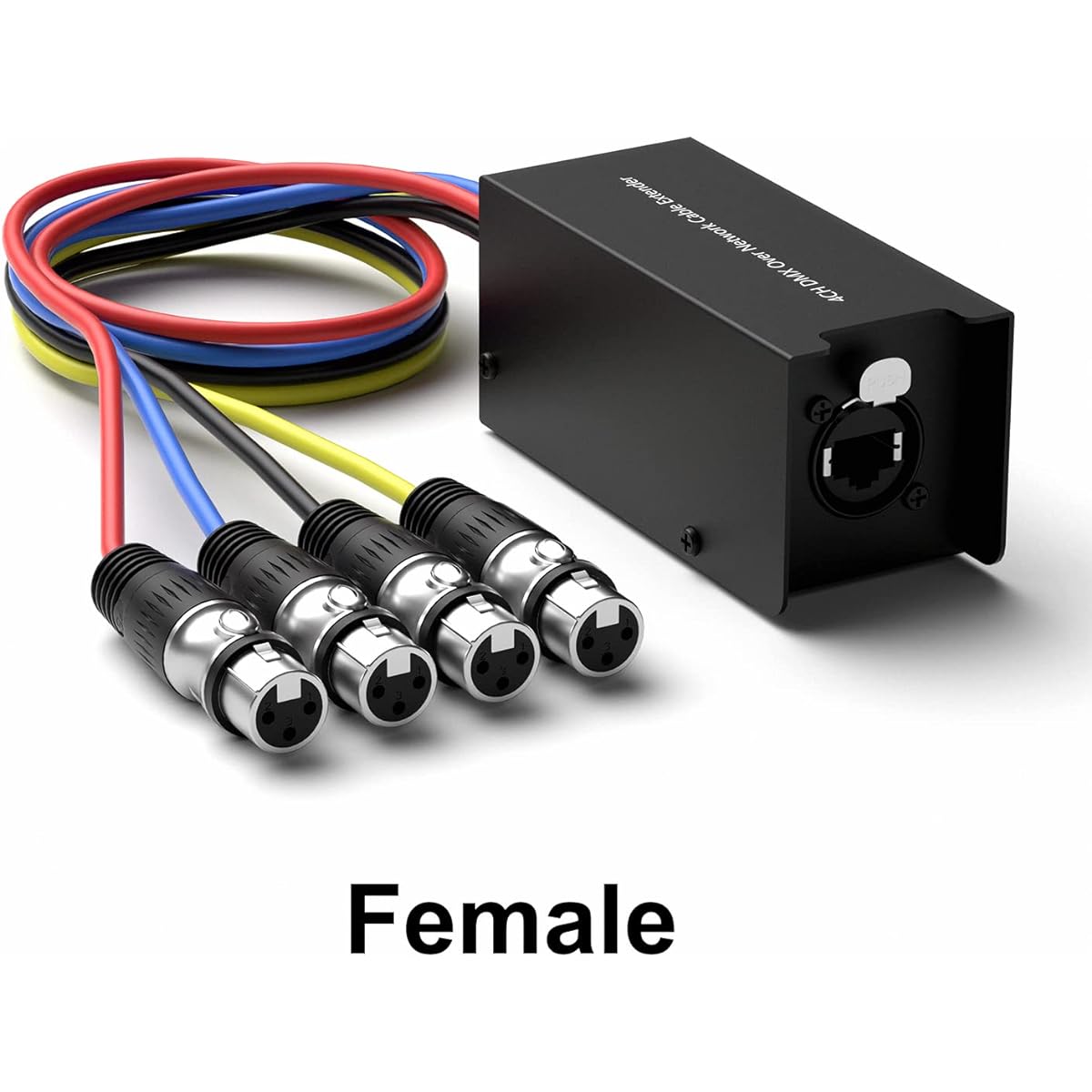 Dingsun 4 Channel 3 Pin XLR Male and Female to Ethernet Cable - Compact Cat6 Multi-Network Snake Receiver - XLR AES DMX Channel RJ45 Cat5/Cat6 Ethernet Cable