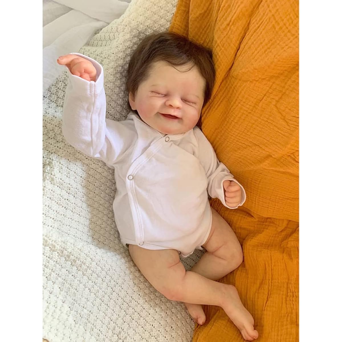 Lonian Newborn Baby Doll 19 inch 49 cm Cute Realistic Newborn Baby Doll Handmade with Soft Body Realistic Newborn Baby Doll 3D Skin and Veins Collectible Art Doll