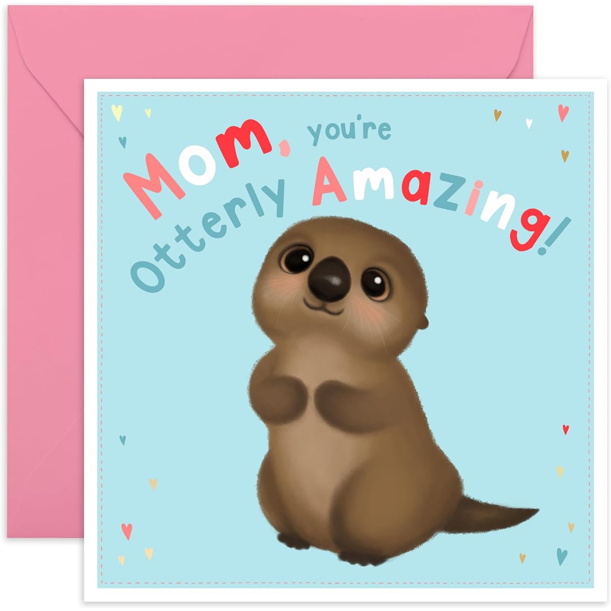 Central 23 - Cute Mother's Day Card - "Mom, You're Otterly Amazing" - Birthday Card for Mom - Happy Mother's Day Card - Birthday Card for Mom - With Cute Stickers
