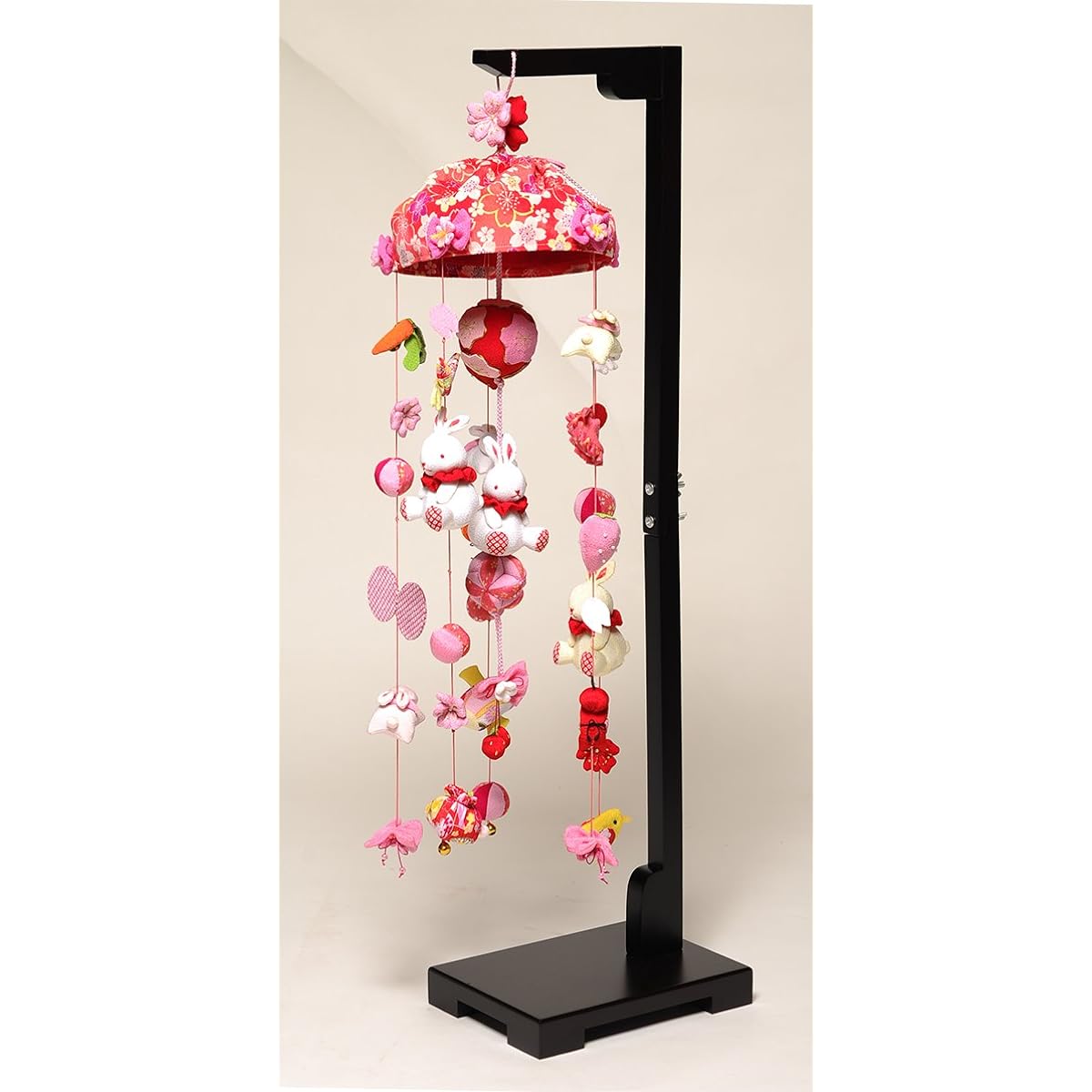 [Hina Doll] Temari and Sakura Rabbit (Medium): With stand [Tsurushi Hina Doll]