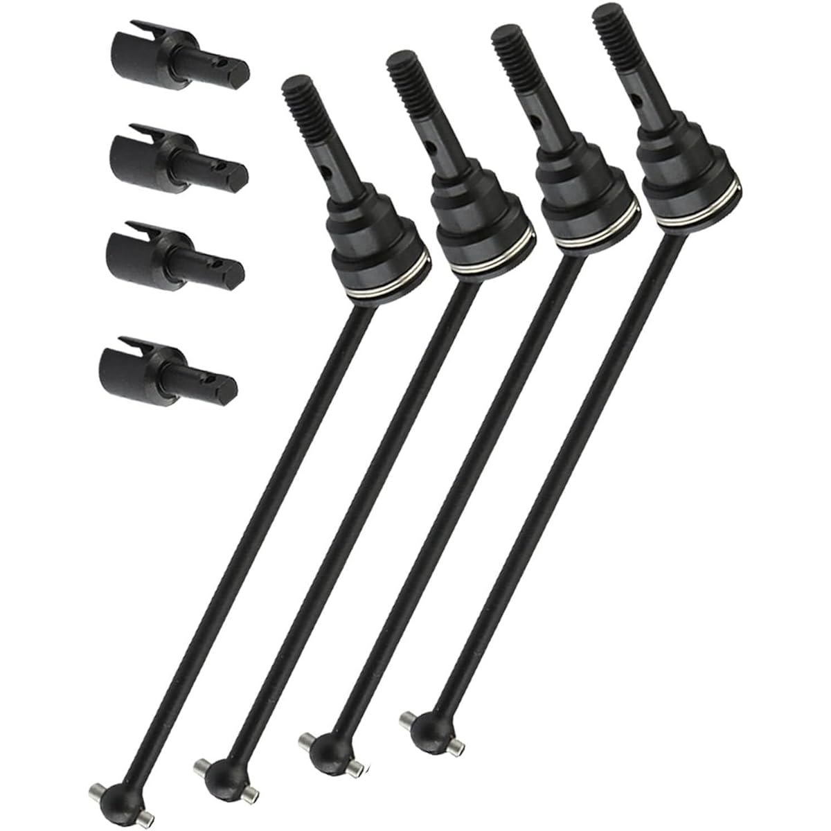 RCMYou Drive Shaft Axle Upgrade for 1/16 E-Revo/E-Revo VXL Front Rear #45 Steel Drive Shaft CVD Upgrade Parts Hop-Up Replacement for #7151X, Pack of 4, Black (More Powerful)