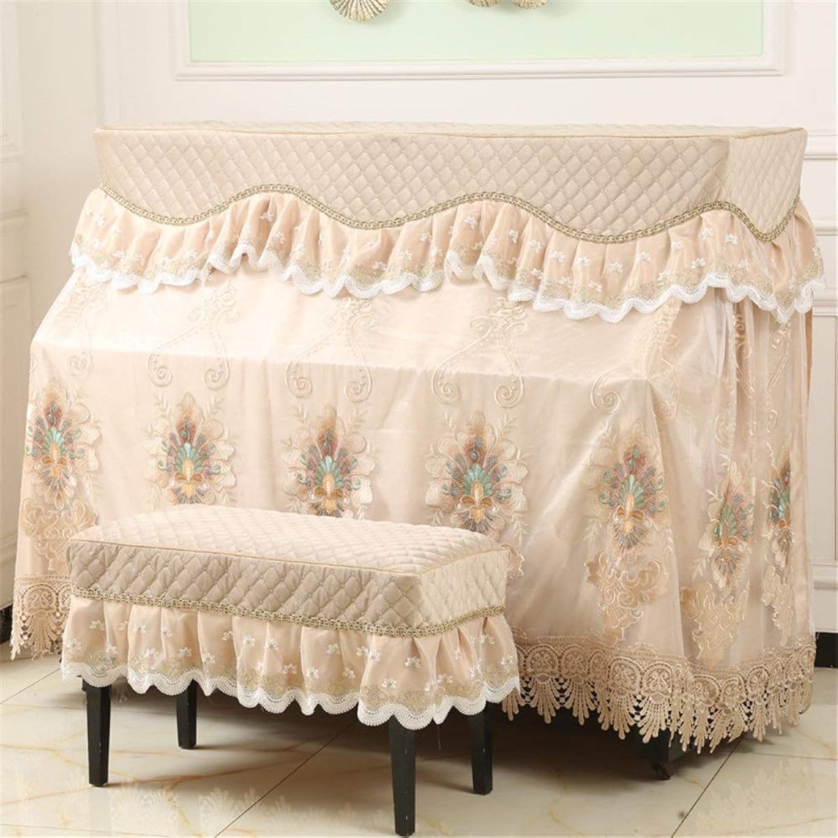 Digital Piano Dust Cover Piano Cover Lace Thick Cloth 148-153cm Universal for Universal Piano (Color: A, Size: S)