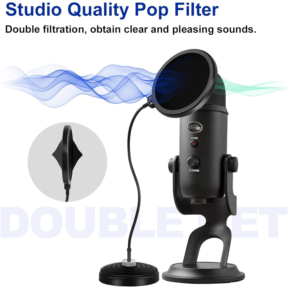 Liyirui Professional Microphone Pop Filter Mini Mic Pop Filter Heavy Bass [Desktop] Pop Filter with Flexible 360° Gooseneck Stabilizing Arm for Desktop Microphone