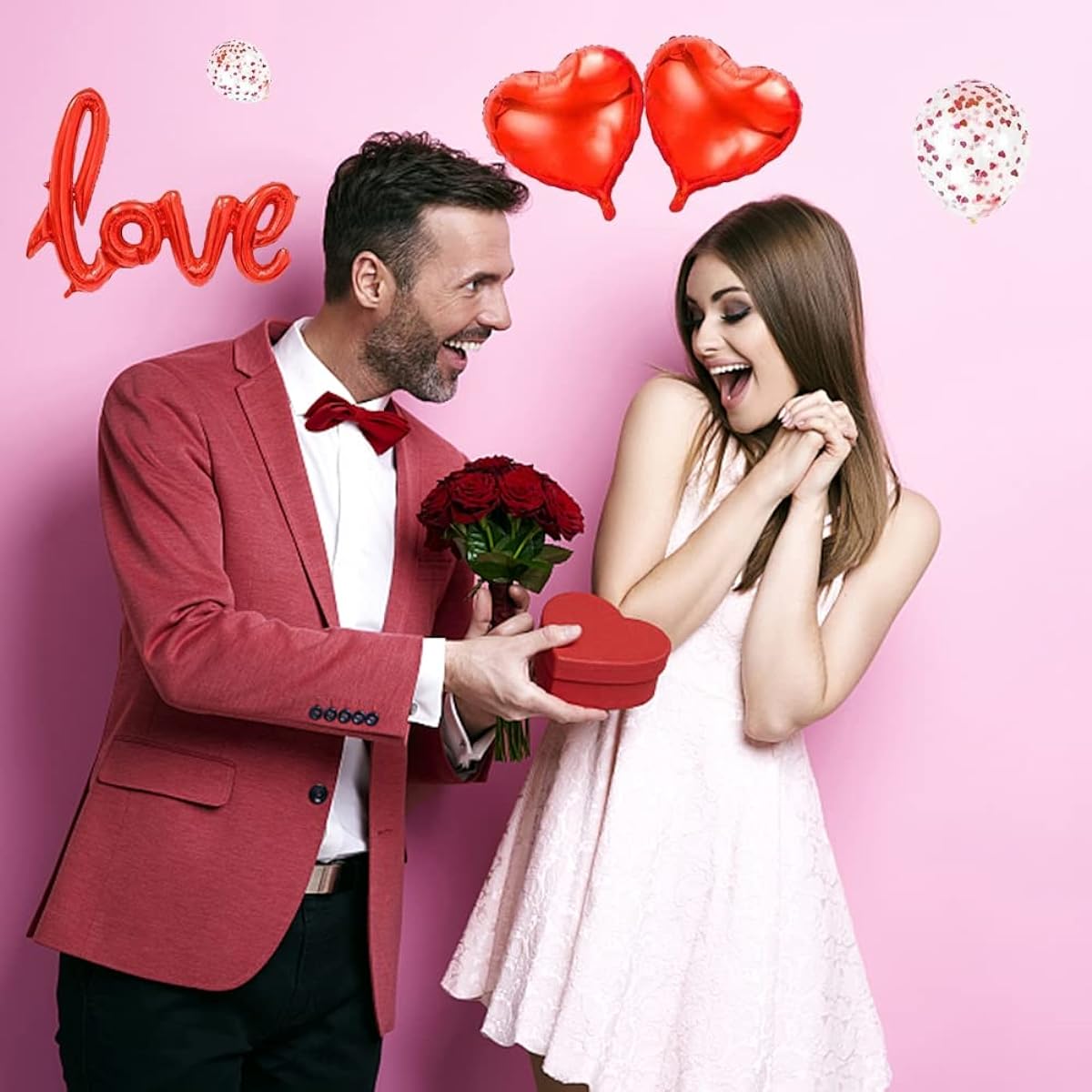 Ochine Valentine's Day Decorations Party Balloon Kit, Valentine's Day Balloons, Heart Foil Balloons for Valentine's Day Decorations Birthday Party Wedding Mother's Day Celebration Holiday Show