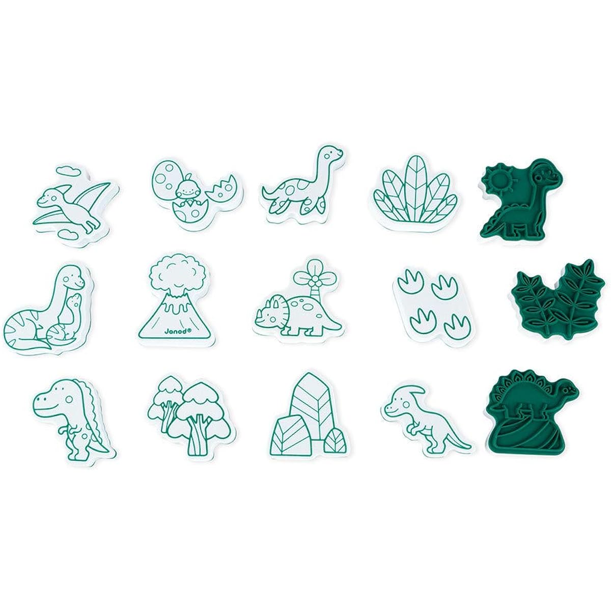 Janod Stamp Dino Set of 15 with Ink Pad