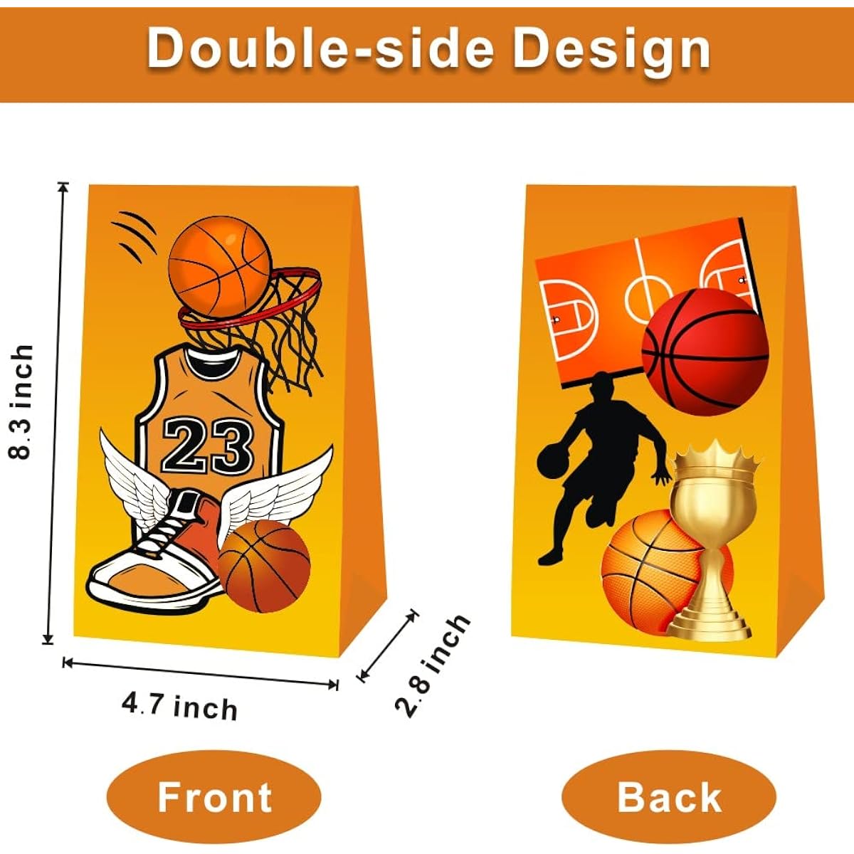 12pcs Basketball Party Favor Gift Bags Sports Theme Birthday Party Decoration Supplies