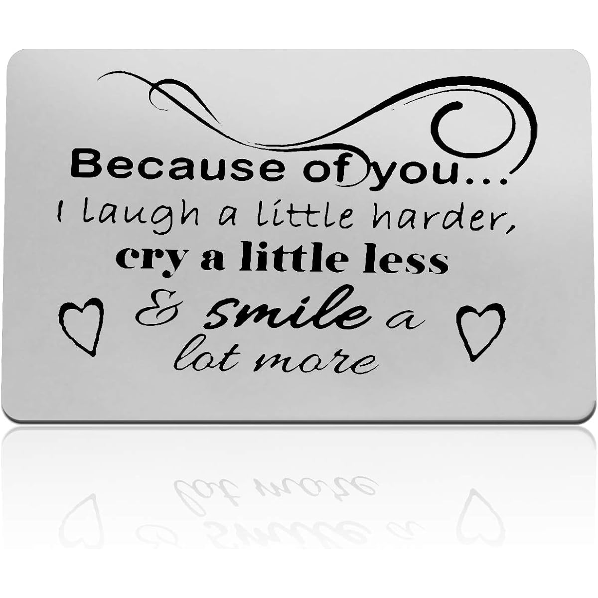 Best Friends Gift Engraved Wallet Card Gift for Sister or Friend Because of You I Laugh a Little Harder Friendship Gift Graduation Gift Christmas Birthday Wedding Gift Gift for Best Friend