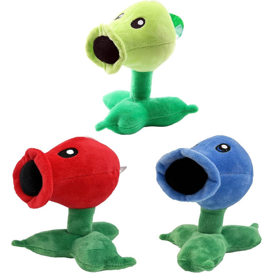 001 3 Pieces Plants vs Zombies Plush Toys Peashooter Snow Pea & Fire Pea, Soft Figure Dolls, Plants vs Zombies Toys PVZ Plush Toys 1 2 Set