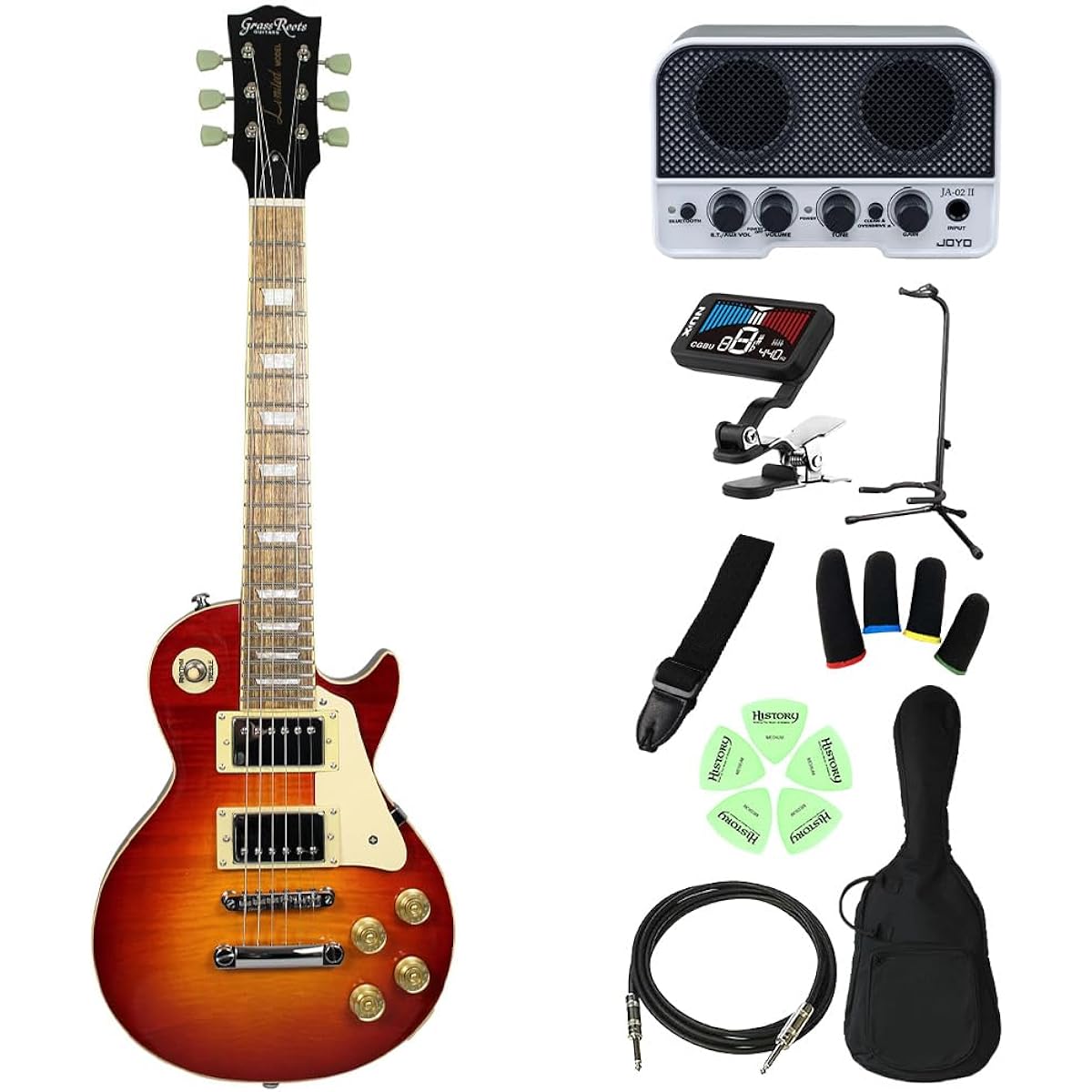 GrassRoots SG-LPS-mini - Play from age 4! Kids guitar beginner set - Electric guitar for kids - Mini guitar - GrassRoots
