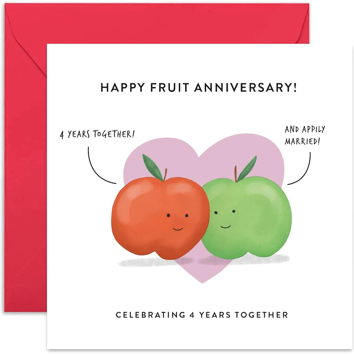 Old English Co. 4th Wedding Anniversary Card for Husband and Wife - Cute Funny Fruit Anniversary Greeting Card | Joke Humor 4th Anniversary for Him and Her | Blank Inside & Envelope Included